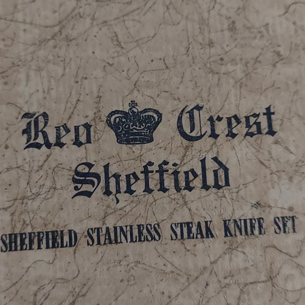 Vintage Reo Crest Sheffield Stainless Steel Steak Knife Set